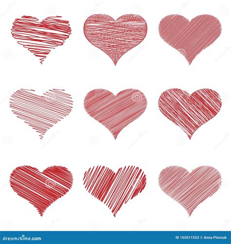 Vector Hearts Set Different Style And Shape Stock Image Image Of