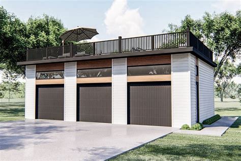 Plan 62854dj Large Modern Garage Plan With Party Deck In 2021 Garage