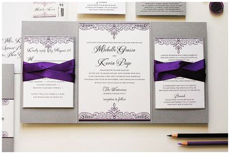 Purple Wedding Invitations Purple Wedding Invitation Set Response Cards