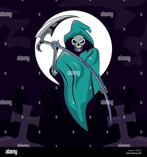 Grim Reaper In Cemetery Stock Vector Image And Art Alamy