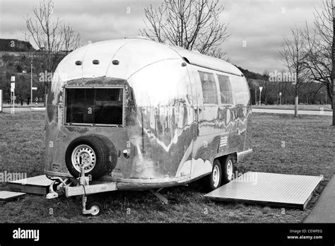 Silver Airstream Caravan In The Grounds Of The Vitra Design Museum