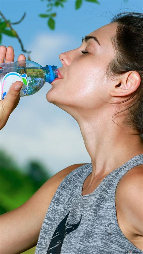 Woman Model Drinking Water Hd Wallpaper Download