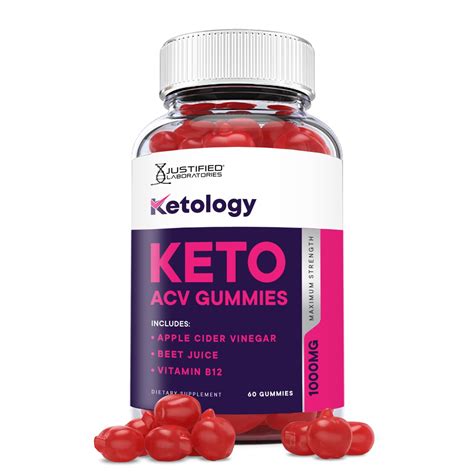 justified laboratories ketology keto acv gummies 1000mg with pomegranate juice beet root b12 60