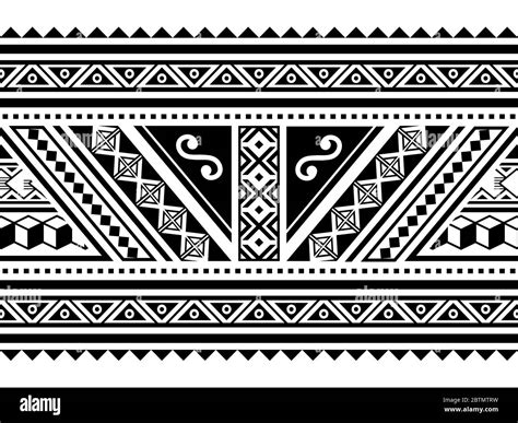Polynesian Geometric Seamless Vector Long Horizontal Pattern Hawaiian Tribal Design Inspired By