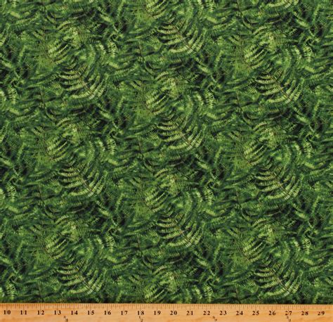 Cotton Ferns Foliage Green Leaves Naturescapes Cotton Fabric Print By