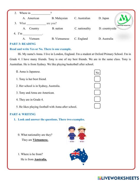 Review Unit 2 Grade 4 Worksheet