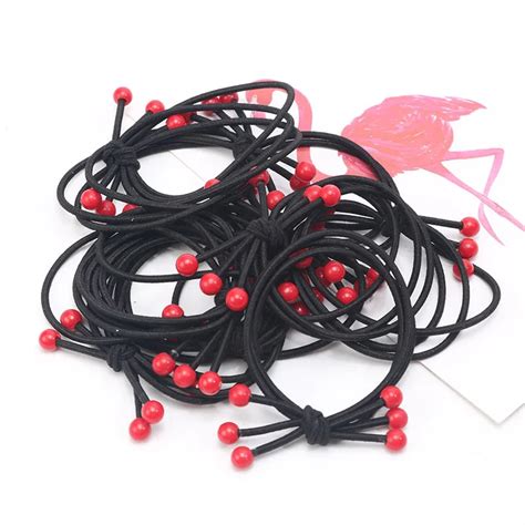 10pcslot Red Elastic Bands Children Ponytail Holder Rubber Hair