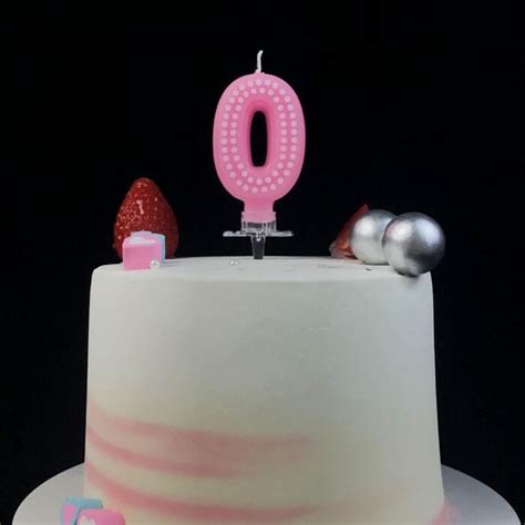 Decorative Pink Polka Dot Birthday Number Candle For Party