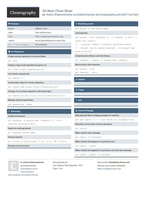 As of 2018, recent versions of git bash include nano, so this is unnecessary! Git-Bash Cheat Sheet by a.zhaleznichenka - Download free from Cheatography - Cheatography.com ...