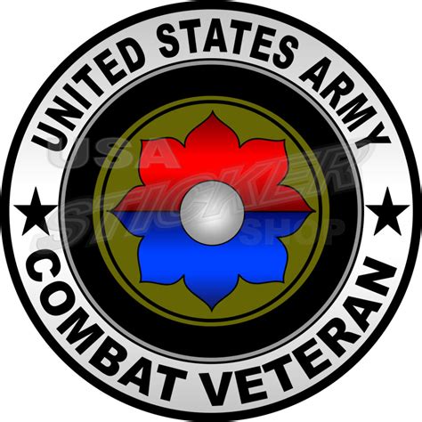 Us Army 9th Infantry Combat Veteran Patch Sticker Round Usa