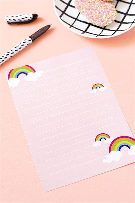 Printable Rainbow Letter Paper Free Printable Stationery Printable