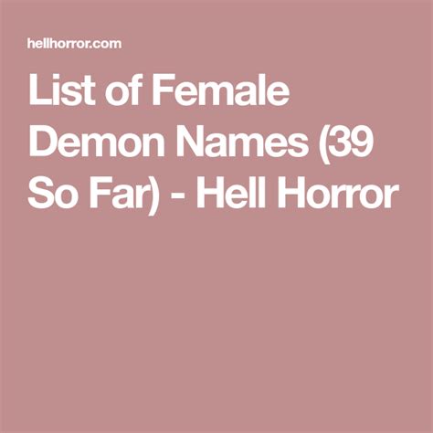 Female Demon Names Demoness Names And Meanings Female Demons Demon