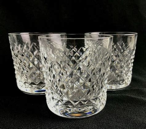 3 Waterford Ireland Crystal Alana Old Fashioned Lowball Rocks Whisky Glasses U30 Waterford