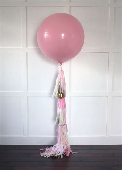 Fancy Frill Balloon Tassel Balloon With Pink Cream And Gold Tassel