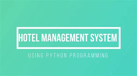 Hotel Management System Using Python Programming Youtube