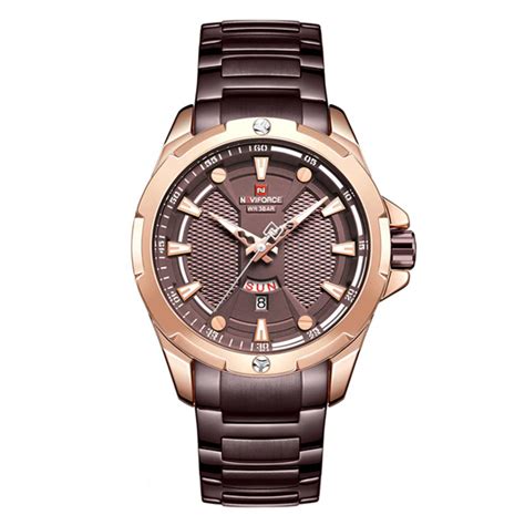 naviforce nf9161 classic round brown analog quartz watch