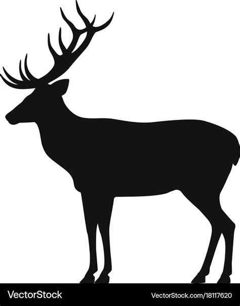 Black Silhouette Horned Deer Icon Side View Vector Image