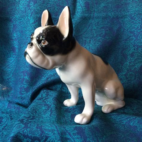 Vintage Sitting French Bulldog Glazed Porcelain Figurine In Etsy