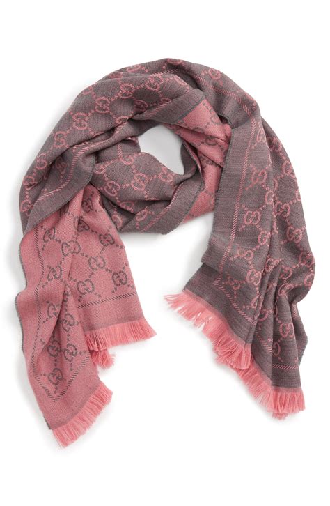 Gucci Gg Jacquard Wool Scarf In Pink Lyst