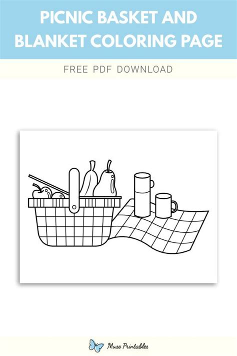 Free Picnic Basket and Blanket Coloring Page