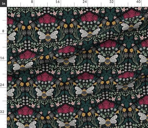 Bees Damask Fabric Home In The Weeds By Sarahdcreates Etsy