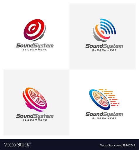 Set Sound System Logo Design Sound Logo Royalty Free Vector