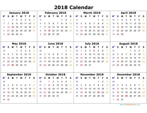 These templates can be used by a student as well as business professional for their work activities. 2018 Calendar | WikiDates.org