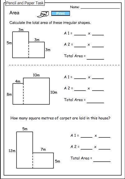 Third Grade Area Worksheets