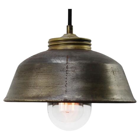 Brass Vintage Industrial Rust Metal Clear Glass Pendant Lights For Sale At 1stdibs