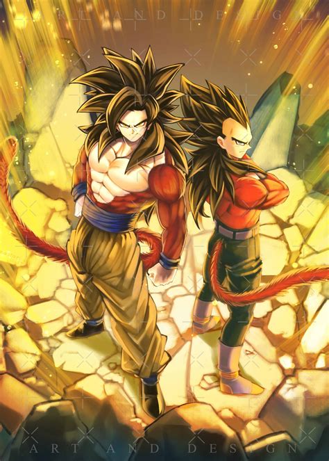 Goku And Vegeta Super Saiyan 4 Dragon Ball Poster Dragon Ball Art
