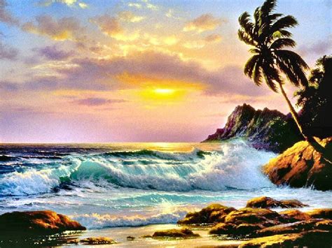 Coastal Sunset By Anthony Casay Ocean Painting Seascape Paintings