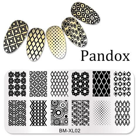 Pandox Dots Flowers Lattice Nail Stamping Plate Stencil Manicure Nail