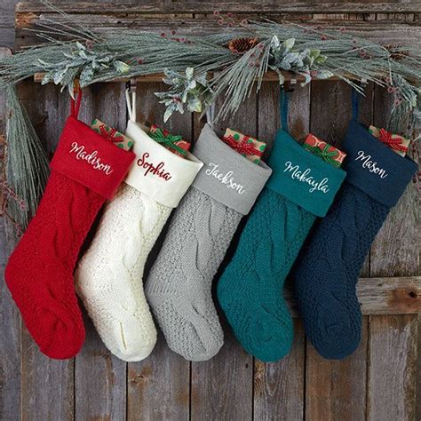 Attach a hanger, and it's done! Teal Cozy Cable Knit Personalized Christmas Stocking ...
