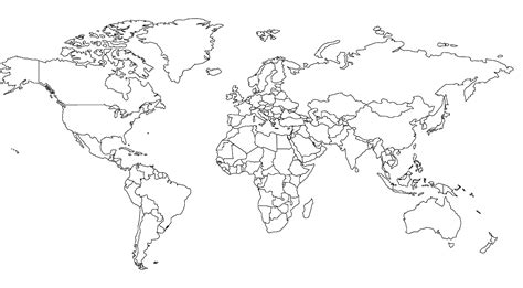 Un planisferio sin nombres de los países, pero con las fronteras bien definidas para su impresión. The gallery for --> Mapamundi Con Nombres En Blanco Y Negro