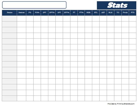 basketball stats sheet tracker printable  editable