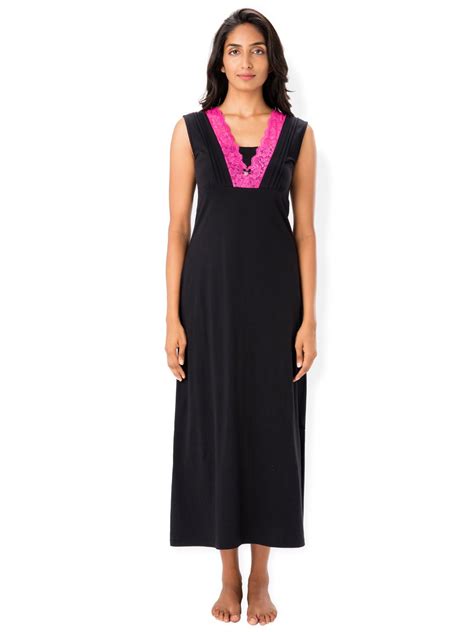 Buy Prettysecrets Cotton Nighty And Night Gowns Black Online At Best Prices In India Snapdeal