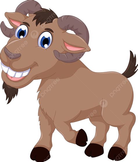 Cute Goat Cartoon Smiling Look At Camera Child Smile Pet Vector Child