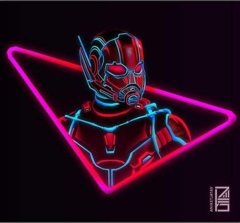 Antmanmarvel Neon Potraits Painting Marvel Superhéroes Marvel