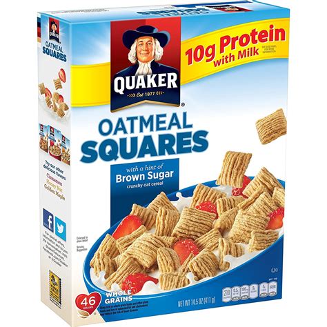 Quaker Oatmeal Squares Brown Sugar 145 Oz Box