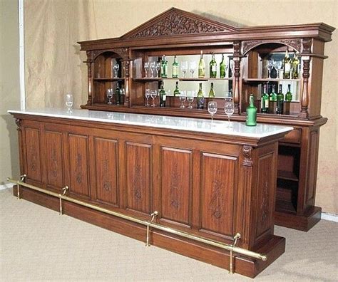 115ft Solid Mahogany Carved Home Pub Bar W Brass Rails Wnl48