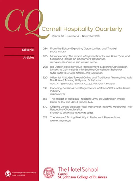Buy Cornell Hospitality Quarterly Journal Subscription Sage Publications
