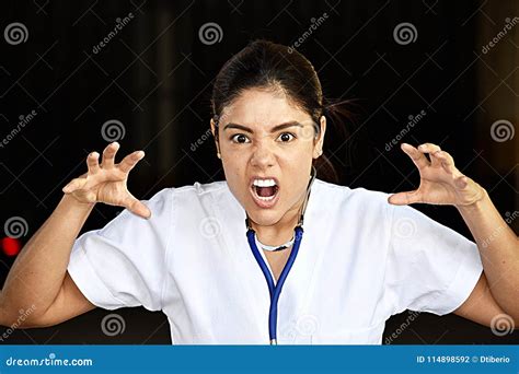 Female Nurse And Anger Stock Photo Image Of Fury Scrubs 114898592