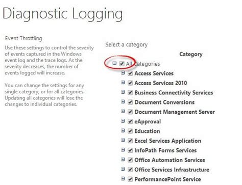 configuring sharepoint 2013 uls logging levels