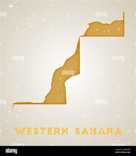 Western Sahara Map Country Poster With Colored Regions Old Grunge