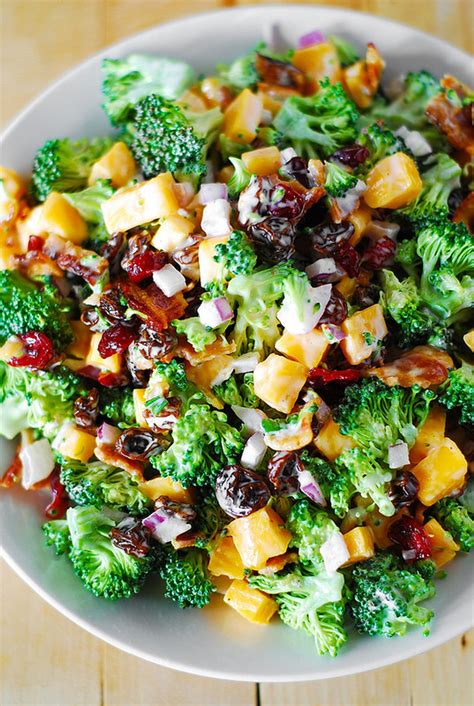 Broccoli Salad With Bacon Raisins And Cheddar Cheese Free Recipe Below