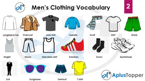 Mens Clothing Vocabulary List Of Mens Clothes In English With