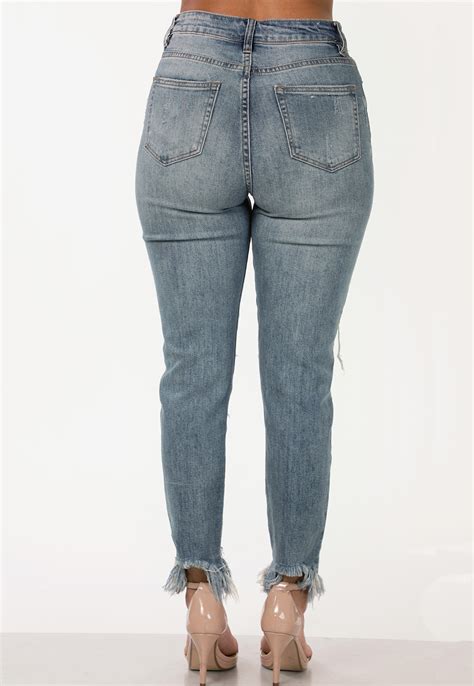 Distressed Denim Jeans Shop Bottoms At Papaya Clothing