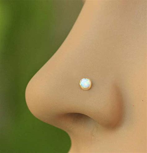 Gold Nose Stud 3mm Opal Piercing Nose Stud 22 Gauge Tiny Piercings