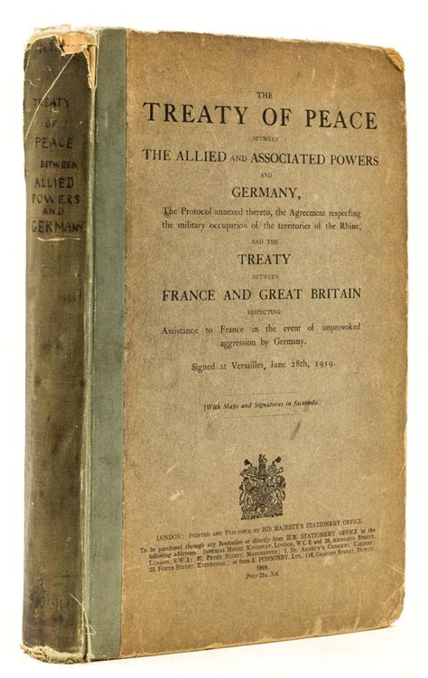 Sold At Auction Treaty Of Versailles Treaty Of Peace The Between
