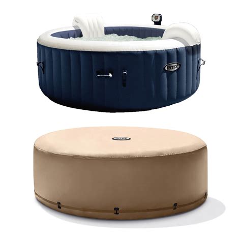 Intex Purespa 4 Person Inflatable Portable Heated Round Hot Tub And Cover Package